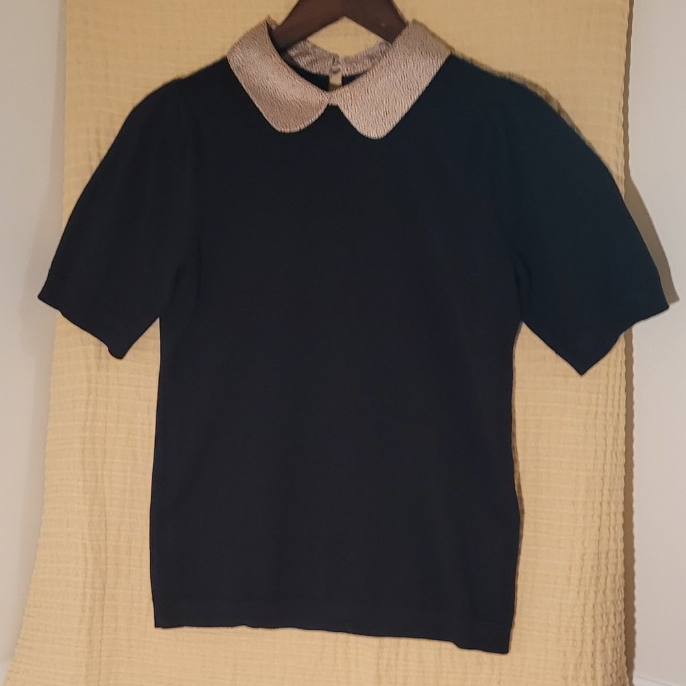 Adrianna Papell Black Collared Top XS
